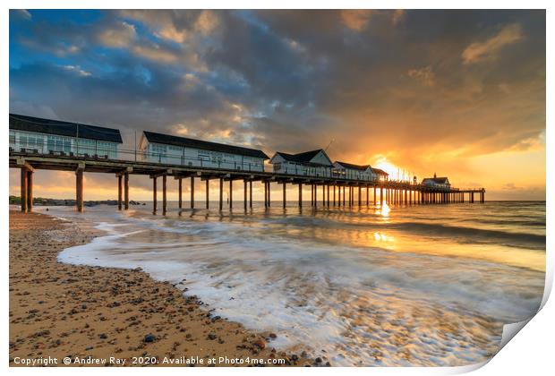 Towards sunrise (Southwold) Print by Andrew Ray