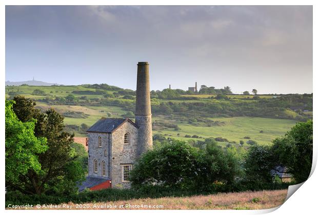 Evening light at Wheal Rose Print by Andrew Ray