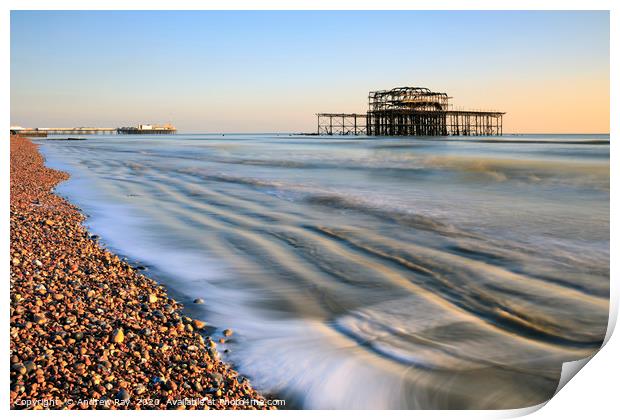 Brighton Beach shoreline Print by Andrew Ray