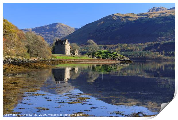Reflections at Dunderave Castle Print by Andrew Ray