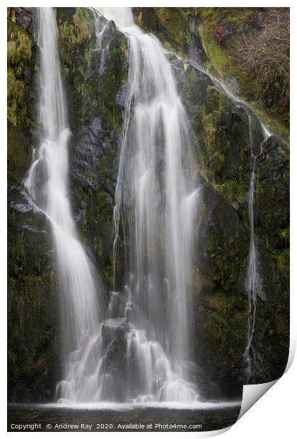Ceunant Mawr Waterfall cascade Print by Andrew Ray