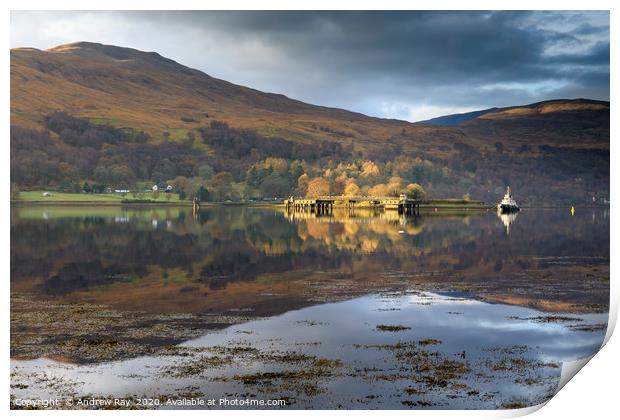 Autumn reflections (Loch Linnhe) Print by Andrew Ray