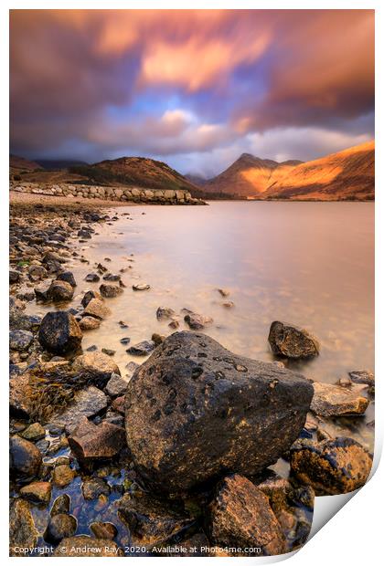 Loch Etive shoreline Print by Andrew Ray