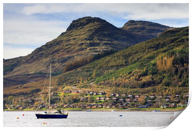 Boat on Loch Goil Print by Andrew Ray