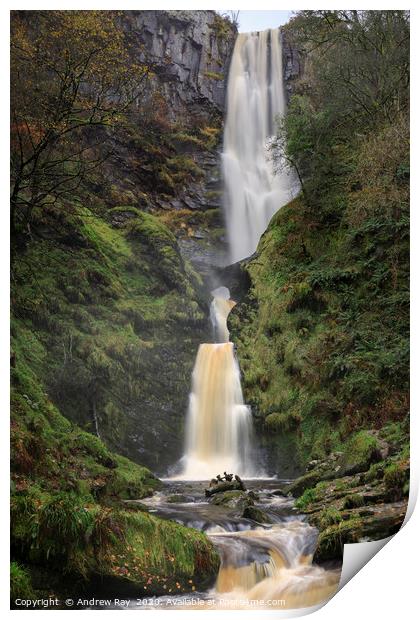 Pistyll Rhaeadr waterfalls Print by Andrew Ray