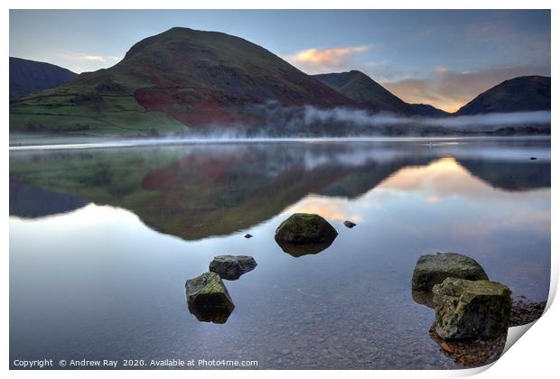 Brotherswater sunrise Print by Andrew Ray