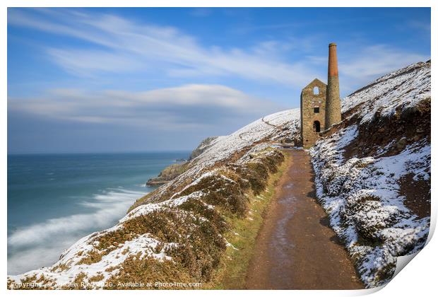 Winter at Wheal Coates Print by Andrew Ray