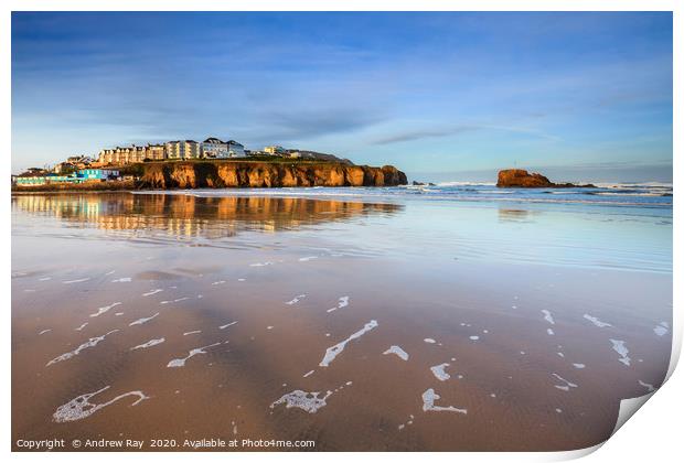 Early light at Perranporth Beach Print by Andrew Ray