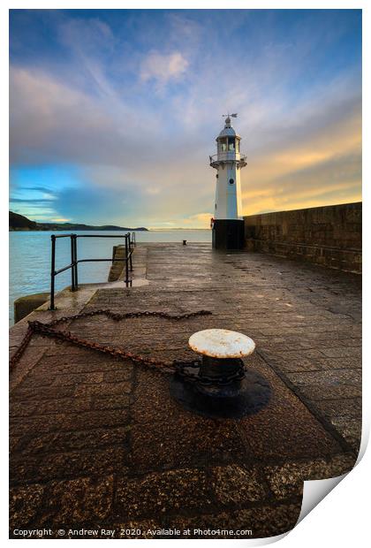 Mevagissey Lighthouse Print by Andrew Ray