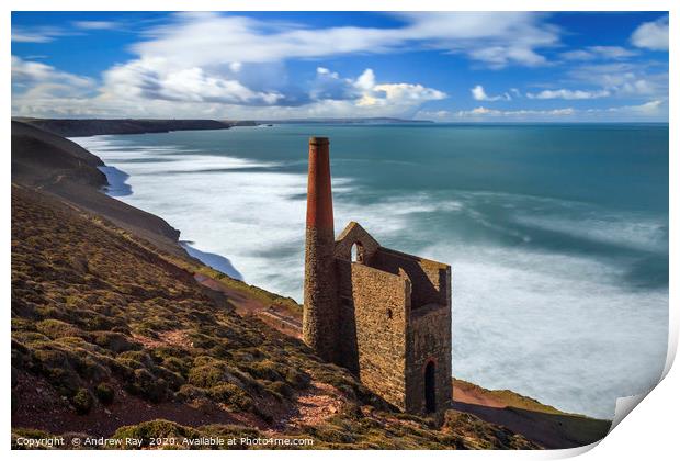 Engine house view (Wheal Coates) Print by Andrew Ray
