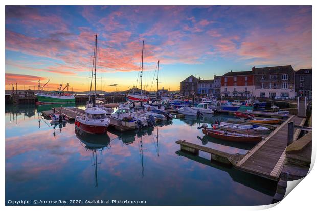 Padstow Harbour at sunrise Print by Andrew Ray