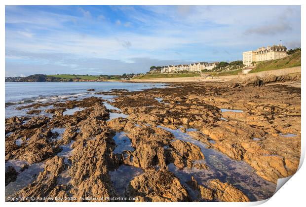 Rocky Shore (Carne Beach, Falmouth) Print by Andrew Ray