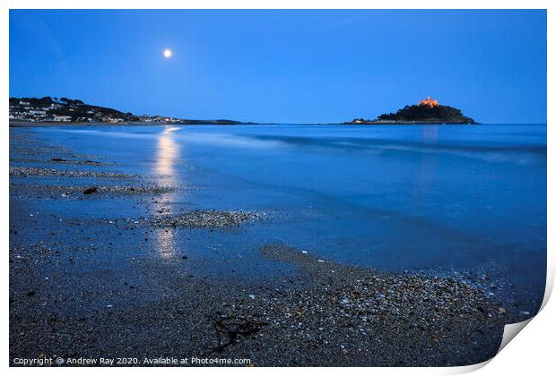 Moon Trail (St Michael's Mount) Print by Andrew Ray