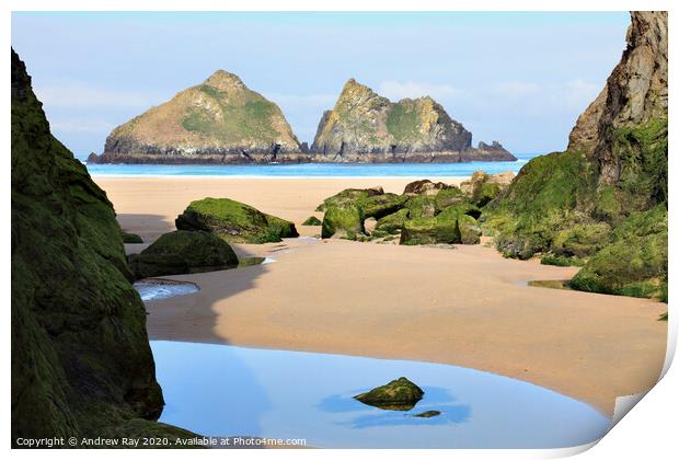 Low tide at Holywell Print by Andrew Ray