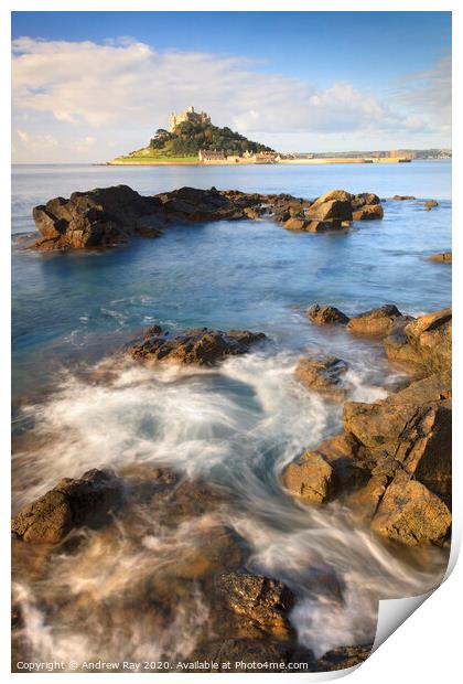 St Michael's Mount at high tide Print by Andrew Ray