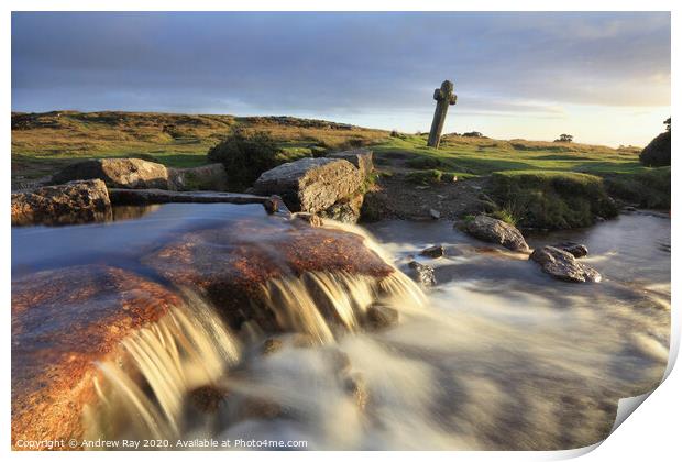 Windy Post Falls (Dartmoor) Print by Andrew Ray