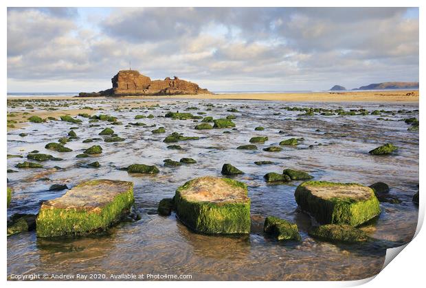 Stepping Stones (Perranporth) Print by Andrew Ray
