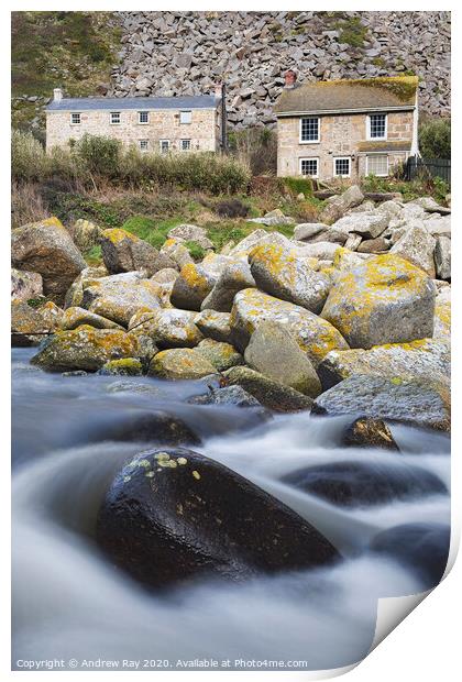 Cottages at Lamorna Print by Andrew Ray