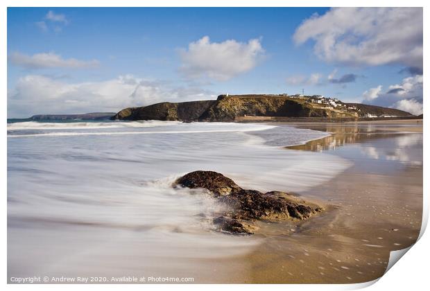 Low tide Portreath Print by Andrew Ray
