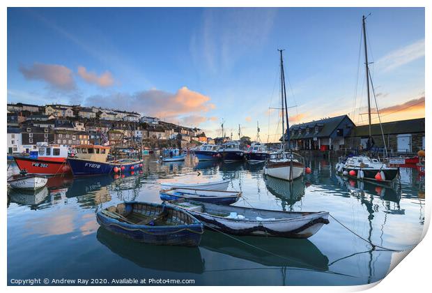 Sunrise at Mevagissey Print by Andrew Ray