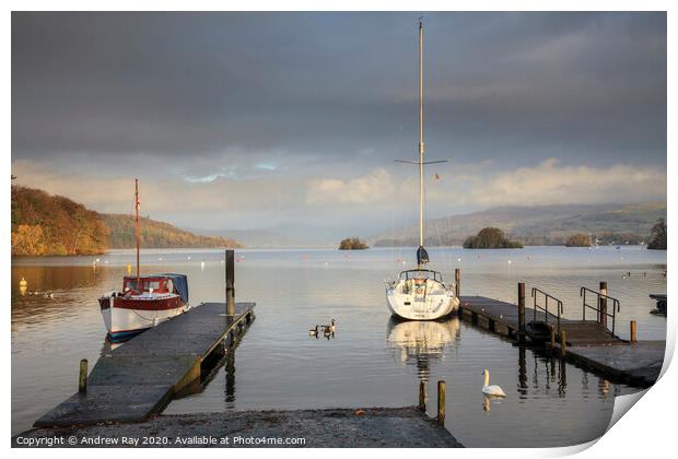 Boats at Bowness-on-Windermere Print by Andrew Ray