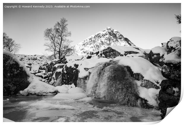 Scotland, Morning light on The Buachaille in Black Print by Howard Kennedy