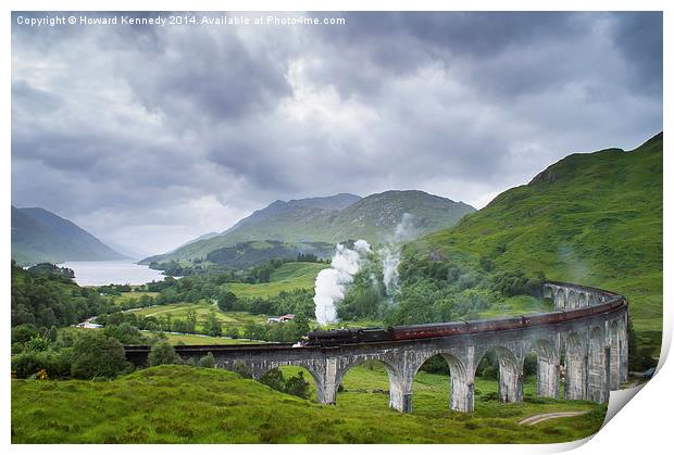 Jacobite Express crossing Glenfinnan Viaduct Print by Howard Kennedy