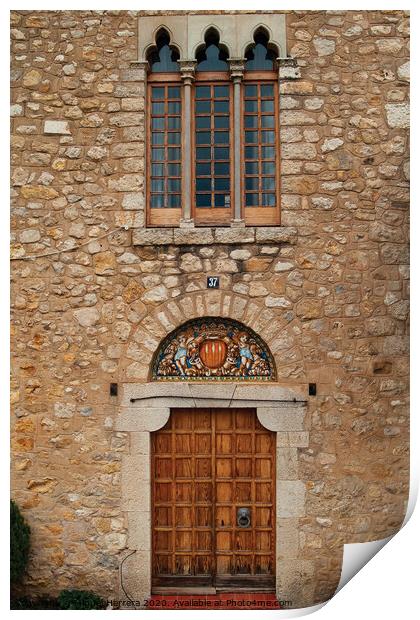 Mediterranean Romanesque building doorway Print by Miguel Herrera