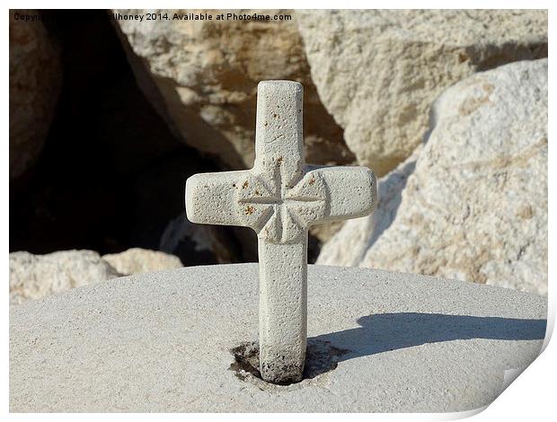  Miniature stone cross Print by Sharon Bowman