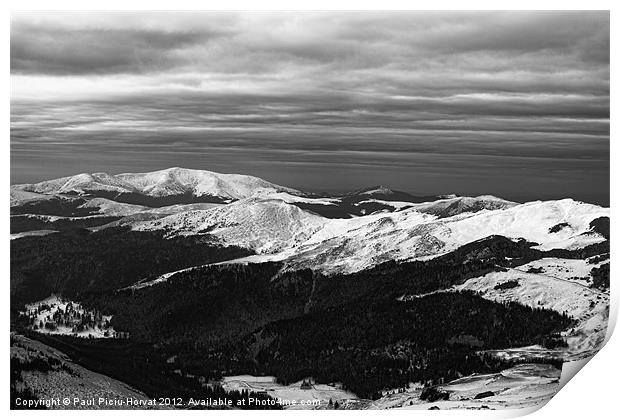 Black & White mountains Print by Paul Piciu-Horvat