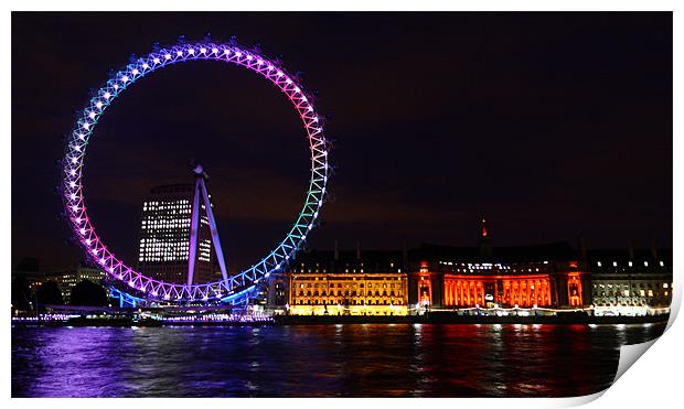 London Eye @ Night Print by Paul Piciu-Horvat