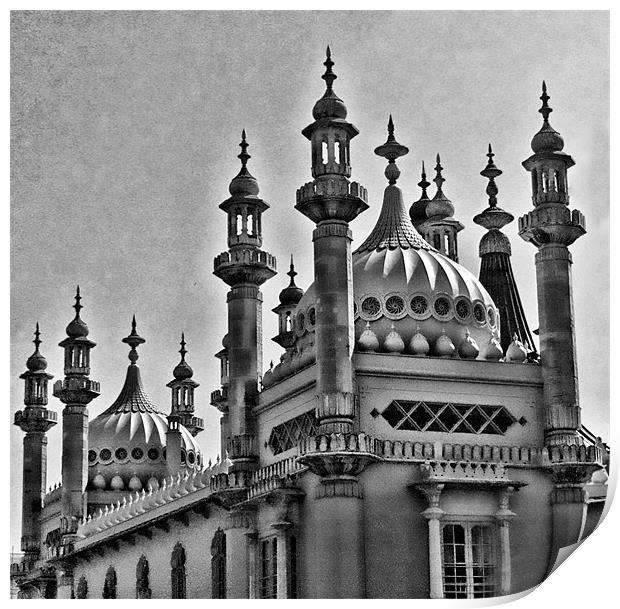 Royal Pavilion - B&W detail Print by Paul Piciu-Horvat