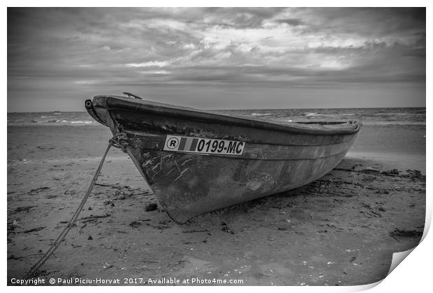 Boat on the beach - B&W Print by Paul Piciu-Horvat