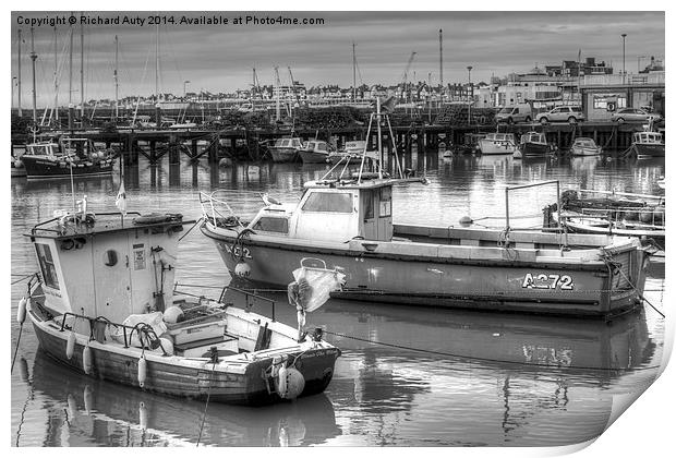  Bridlington Harbor boats Print by Richard Auty