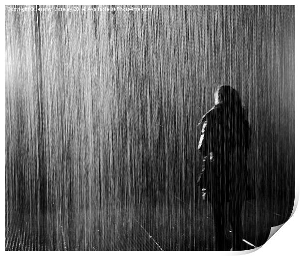 Lone figure standing in the rain Print by Jeremy Moseley