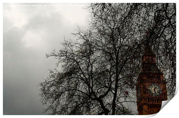 Big Ben as seen through the branches of a tree Print by Jeremy Moseley