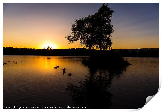 Sunsets on the lake Print by Louise Wilden