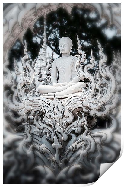  White Buddha  Print by Dave Rowlands