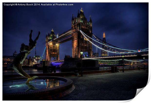  Tower Bridge at Night Print by Antony Burch