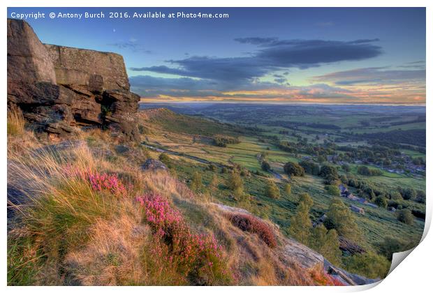 Curbar Edge Sunset Print by Antony Burch