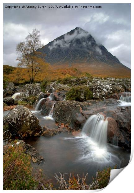 Glen Etive and River Coupall  Print by Antony Burch