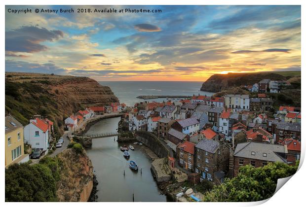 Staithes Sunrise Print by Antony Burch