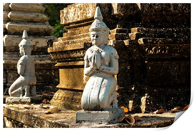 Buddhist Cemetery in the grounds of Angkor Wat Print by Dave Carroll