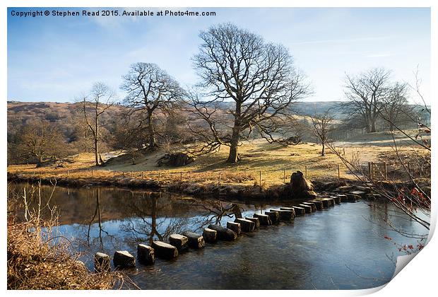 Stepping Stones on the River Rothay Print by Stephen Read