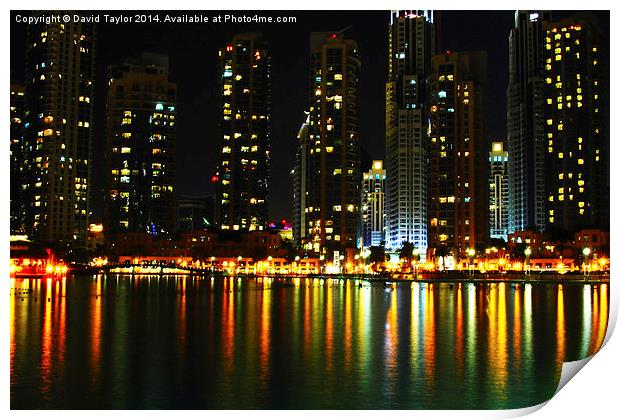  Dubai Cityscape Print by David Taylor