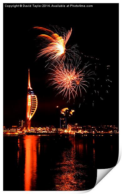  Spinnaker Tower Fireworks 12 Print by David Taylor