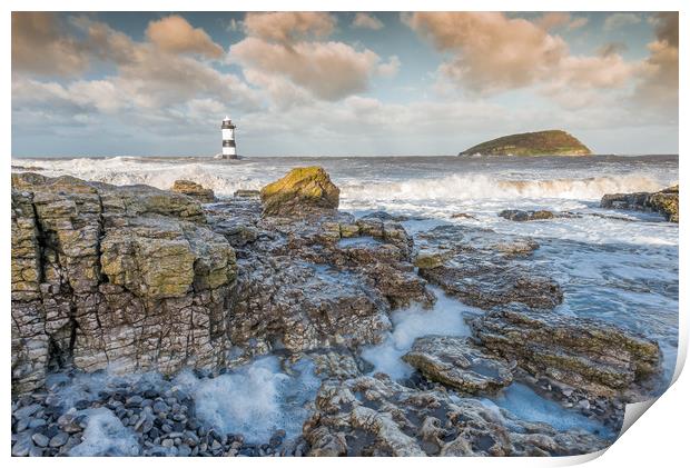 Lighthouse waves Print by Jonathon barnett