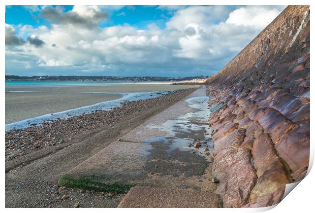 St Helier sea wall Print by Jonathon barnett