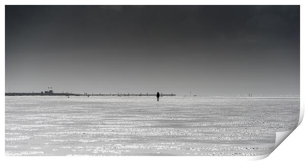 a walk on the beach West Kirby Print by Jonathon barnett