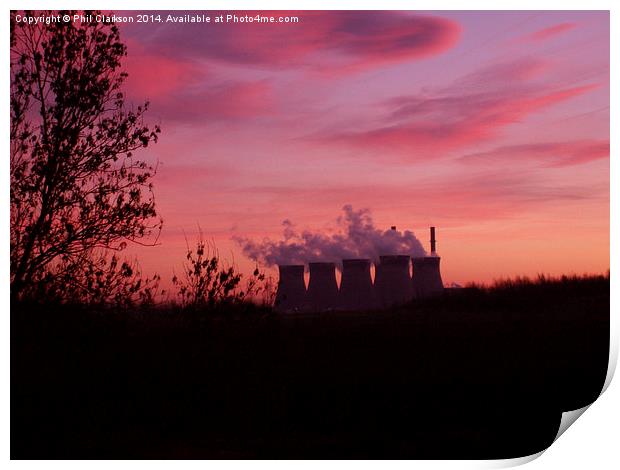 Ferrybridge Power Station at Sunset Print by Phil Clarkson